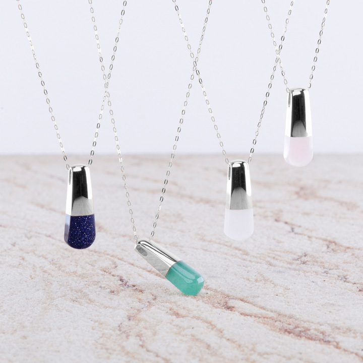 天然石のご遺骨ペンダント「星のおくりもの シルバー」のカラーバリエーション